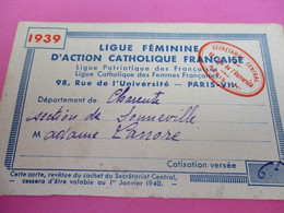 Carte D'Association/Ligue Féminine D'Action Catholique Française/ Lanore/ SONNEVILLE/ Charente/ /1939     CAN755 - Religion &  Esoterik