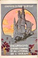 Publicité   Affiche De Chemin De Fer  De L'Etat. Excursion En Vendée Et Touraine  Illustrée Par: G. Dorival  (voir Scan) - Advertising