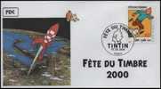 FRANCE 3303 FDC Premier Jour 02 Fête Du Timbre 2000 Paris TINTIN HERGE KUIFJE BEDE COMICS STRIP - Comics