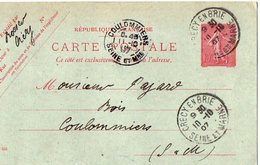 TB 2342 - Entier Postal - ROESER - MP CRECY EN BRIE 1907 Pour COULOMMIERS - Standaardpostkaarten En TSC (Voor 1995)