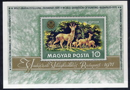 HUNGARY 1971 Hunting Exhibition Block MNH / **.  Michel Block 82 - Blocks & Sheetlets