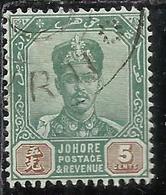 MALAYA JOHORE MALESIA 1896 1899 SULTAN IBRAHIM CENTS 5c USATO USED OBLITERE' - Johore