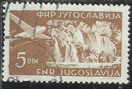 JUGOSLAVIA YUGOSLAVIA 1951 1952 AIR MAIL POSTA AEREA Cascades Plitvice CASCATE 5d USATO USED OBLITERE' - Luftpost