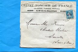 Marcophilie- Lettre Crédit Foncier -cad Oran 1926 Pour Françe-affranchissement Seul Sur Lettre 30 C Semeuse ALGERIE - Storia Postale
