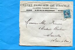 Marcophilie- Lettre Crédit Foncier -cad Oran 1926 Pour Françe-affranchissement Seul Sur Lettre 30 C Semeuse ALGERIE - Briefe U. Dokumente