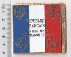 DRAPEAU 58° RT REGIMENT DE TRANSMISSIONS   En Métal Doré - Banderas