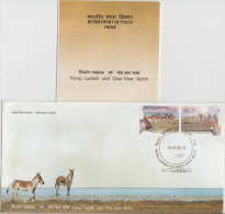India  2013  Wild Asses / Donkey's  2v  FDC   # 55546  Inde Indien - Anes