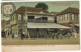 Destruction Of Kingston By Earthquake And Fire Jan. 14 / 1907 Burke's Hotel P. Used To St Josse Belgium - Jamaïque