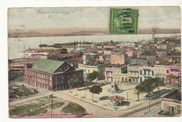 Guayama Plaza Colon And Harbor . P. Used Guayama  To Cuba Light Crease Top Right Corner - Puerto Rico