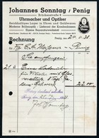 B6490 - Penig - Rechnung Quittung - Uhrmacher Optiker Johannes Sonntag - 1900 – 1949