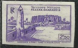 FEZZAN E GHADAMES 1946 TERRITORIO MILITARE FORTE DI MUZUK FORT IMPERF. NON DENTELLATO 2,50f MNH - Nuevos