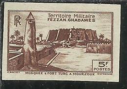 FEZZAN E GHADAMES 1946 TERRITORIO MILITARE FORTE DI MUZUK FORT IMPERF. NON DENTELLATO 5f MNH - Nuovi