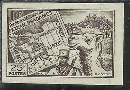 FEZZAN E GHADAMES 1946 TERRITORIO MILITARE CARTA MAP MEHARISTA MEHARIST IMPERF. NON DENTELLATO 25f MNH - Ongebruikt