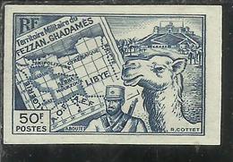 FEZZAN E GHADAMES 1946 TERRITORIO MILITARE CARTA MAP MEHARISTA MEHARIST IMPERF. NON DENTELLATO 50f MNH - Nuevos