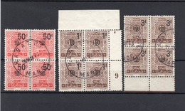 !!! PRIX FIXE : MAROC, SERIE DE TAXES N°46/48 EN BLOCS DE 4 OBLITERES - Timbres-taxe