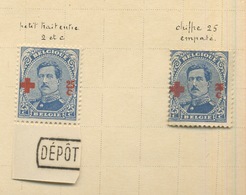 1918,  Belgique Albert 1er  25c Croix-Rouge, Variétés,  Poste Militaire, 156 Cote 68,-E Comme Normaux - Non Classés