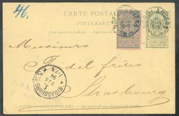 E.P. Carte 5c. + Tp 5c. Exposition D'ANVERS Obl. Sc Ambulant  NORD I ANVERS 8 Juin 1894 Vers Strasbourg - 13208 - Tarjetas 1871-1909