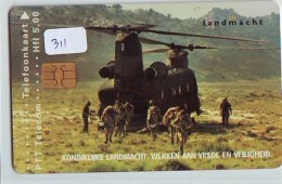 NEDERLAND CHIP TELEFOONKAART CRD-311 * HELECOPTERE * MILITAIRY * LANDMACHT *  Telecarte A PUCE PAYS-BAS ONGEBRUIKT  MINT - Leger