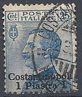 1909-11 COSTANTINOPOLI USATO 1 PI SU 25 CENT - RR11957-3 - Amtliche Ausgaben