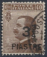 1922 COSTANTINOPOLI USATO 3 3/4 PI SU 40 CENT - RR11958 - Amtliche Ausgaben