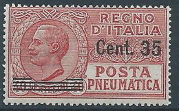 1927 REGNO POSTA PNEUMATICA SOPRASTAMPATO 35 SU 40 CENT MNH ** - ED275 - Pneumatische Post