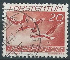 1939 LIECHTENSTEIN USATO POSTA AEREA VOLATILI 20 R - LT029 - Aéreo