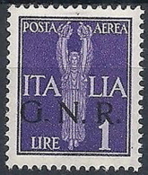 1944 RSI GNR VERONA POSTA AEREA 1 LIRA MNH ** - RSI165-5 - Luftpost