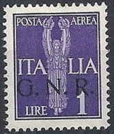 1944 RSI GNR VERONA POSTA AEREA 1 LIRA MNH ** - RSI166 - Posta Aerea