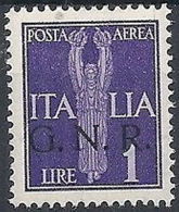 1944 RSI GNR VERONA POSTA AEREA 1 LIRA MNH ** - RSI167-7 - Poste Aérienne