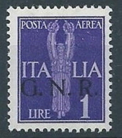 1944 RSI GNR VERONA POSTA AEREA 1 LIRA MNH ** - RSI262 - Poste Aérienne