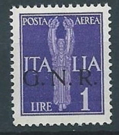 1944 RSI GNR VERONA POSTA AEREA 1 LIRA MNH ** - RSI264-4 - Luftpost