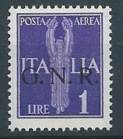 1944 RSI GNR VERONA POSTA AEREA 1 LIRA MNH ** - RSI264-5 - Luftpost