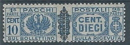 1945 LUOGOTENENZA PACCHI POSTALI 10 CENT MH * - RR4377-3 - Paketmarken