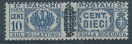 1945 LUOGOTENENZA PACCHI POSTALI 10 CENT MNH ** - RR4376 - Paketmarken