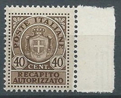 1945 LUOGOTENENZA RECAPITO AUTORIZZATO 40 CENT MNH ** - 12 - Authorized Private Service