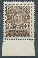 1945 LUOGOTENENZA RECAPITO AUTORIZZATO 40 CENT MNH ** - 3 - Servicio Privado Autorizado