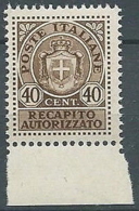 1945 LUOGOTENENZA RECAPITO AUTORIZZATO 40 CENT MNH ** - 9 - Authorized Private Service