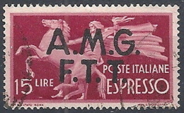 1947-48 TRIESTE A USATO ESPRESSO 2 RIGHE 15 LIRE - RR12248 - Express Mail