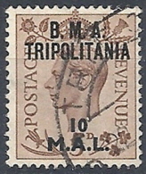 1948 OCCUPAZIONE INGLESE TRIPOLITANIA BMA USATO 10 MAL - RR12497 - Tripolitania