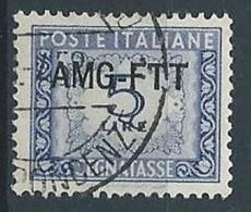 1949-54 TRIESTE A USATO SEGNATASSE 1 RIGA 5 LIRE - RR13055 - Taxe