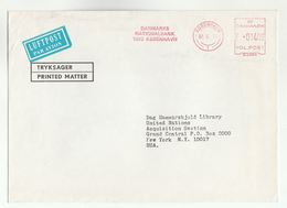 1977 Denmark DENMARKS NATIONAL BANK COVER METER Slogan  To UNITED NATIONS NY USA Un Banking Finance - Storia Postale