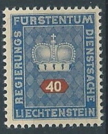 1950 LIECHTENSTEIN FRANCOBOLLI DI SERVIZIO 40 R MNH ** - LT030 - Oficial