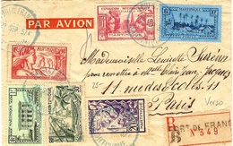 29 SEPT. 1937 - Enveloppe RECC. De Fort De FRANCE ,1er Vol PAR AVION, Pour Paris - Par Le Brésil ( Natal ) - Storia Postale