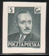 POLAND 1950 PRESIDENT BIERUT IMPERF BLACK PROOF NHM ( NO GUM) - Proeven & Herdruk