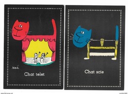 GATTI COMICI 4 CARTOLINE ILLUSTRATE SINÉ NV FG - Chats