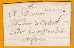 1778 - Lettre Avec Correspondance Sur Parchemin De Belleville Sur Saône  Vers Lyon (écrite à Beaujeville) - 1701-1800: Précurseurs XVIII