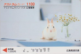 Carte JAPON - ANIMAL - LAPIN & Vase Marguerite 1100 - RABBIT JAPAN Prepaid Card - Kaninchen Conejo Coniglio - FR 249 - Lapins