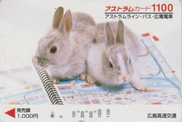 Carte Prépayée JAPON - ANIMAL - LAPIN Lapins Sur Classeur 1100 - RABBIT JAPAN Prepaid Bus Card - Kaninchen - FR 256 - Conigli