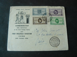 1946 FIRST DAY COVER : COMMEMORATION 80 Th. ANNIVERSARY OF THE FIRST POSTAGE STAMP/ F.D.C RARA  D ' EGITTO - Storia Postale