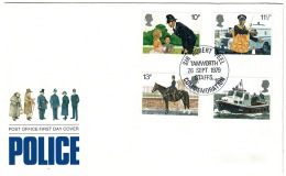 RB 1224 - 2 X Police FDC's First Day Covers - Special Postmarks - Devon & Cornwall Constabulary  - Tamworth Cat &pou - 1971-1980 Em. Décimales